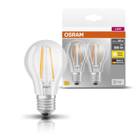 OSRAM LED Base Classic A, in Kolbenform mit E27-Sockel, Nicht Dimmbar, Ersetzt 60 Watt, Filamentstil Klar, Warmweiß - 2700 Kelvin, 2er-Pack-Leuchtmittel-LEDVANCE Shop
