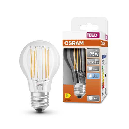 OSRAM Retrofit Classic A LED Lampe (ex 75W) 7,5W / 4000K Kaltweiß E27-Leuchtmittel-LEDVANCE Shop