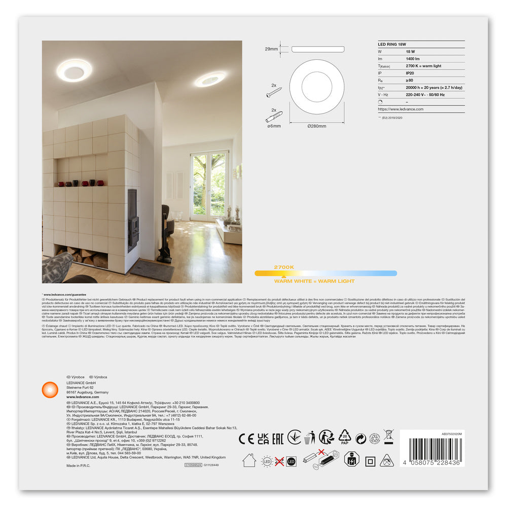 LEDVANCE Slim design Deckenleuchte 28cm 18 W/2700K Warmweiß-Deckenleuchten-LEDVANCE Shop