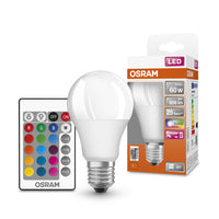 OSRAM LED Retrofit RGBW LED Lampe matt mehrfarbig mit Fernbedienung (ex 60W) 9W / 2700K Warmweiß E27-Leuchtmittel-LEDVANCE Shop