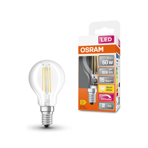 OSRAM Retrofit Classic P LED Lampe dimmbar (ex 60W) 6,5W / 2700K Warmweiß E14-Leuchtmittel-LEDVANCE Shop