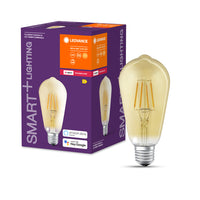 LEDVANCE Smarte LED-Lampe mit ZigBee, Sockel E27, dimmbar, warmweiß (2400K), Goldene Edisonform, Klares Filament, Ersatz für 55W-Glühbirnen, steuerbar mit kompatiblen Systemen wie Alexa, Google etc.-Leuchtmittel-LEDVANCE Shop