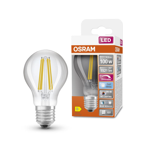 OSRAM Dimmbare LED-Lampe LED SUPERSTAR+ CL A FIL 100 dim 11W/940 E27 CRI90 BOX, E27 , Kaltweiß-Leuchtmittel-LEDVANCE Shop