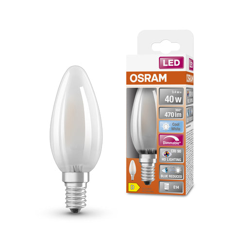 OSRAM Dimmbare LED-Lampe LED SUPERSTAR+ CL B GL FR 40 dim 3,4W/940 E14 CRI90 BOX , Kaltweiß-Leuchtmittel-LEDVANCE Shop