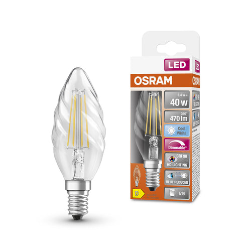 OSRAM Dimmbare LED-Lampe LED SUPERSTAR+ CL BW FIL 40 dim 3,4W/940 E14 CRI90 BOX , Kaltweiß-Leuchtmittel-LEDVANCE Shop