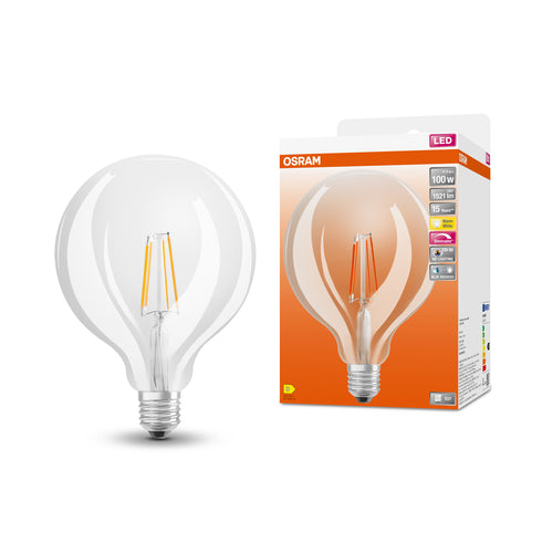 OSRAM Dimmbare FILAMENT LED-Lampe LED SUPERSTAR+ CL GLOBE125 FIL 100 dim 11W/927 E27 CRI90 BOX, Warmweiß, E27-Leuchtmittel-LEDVANCE Shop