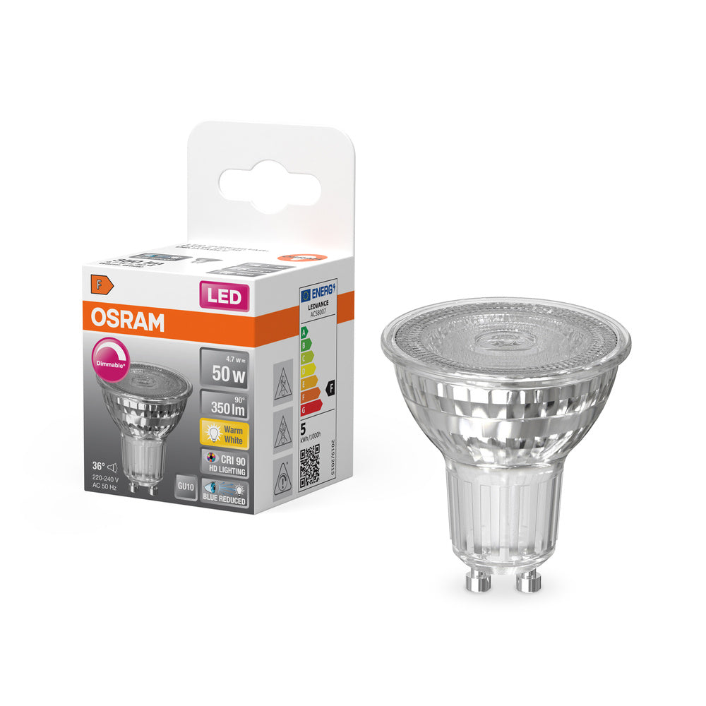 OSRAM Dimmbare LED Reflektor-Lampe LED SUPERSTAR + spot PAR16 GL 50 DIM 4,7W/927 CRI90 GU10 , Warmweiß-Leuchtmittel-LEDVANCE Shop