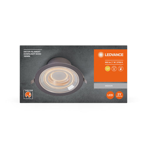 LEDVANCE DECOR FIL DL ECHO Downlight, Ø 166mm, silber, 7W, 650lm-Einbaustrahler & Spots-LEDVANCE Shop