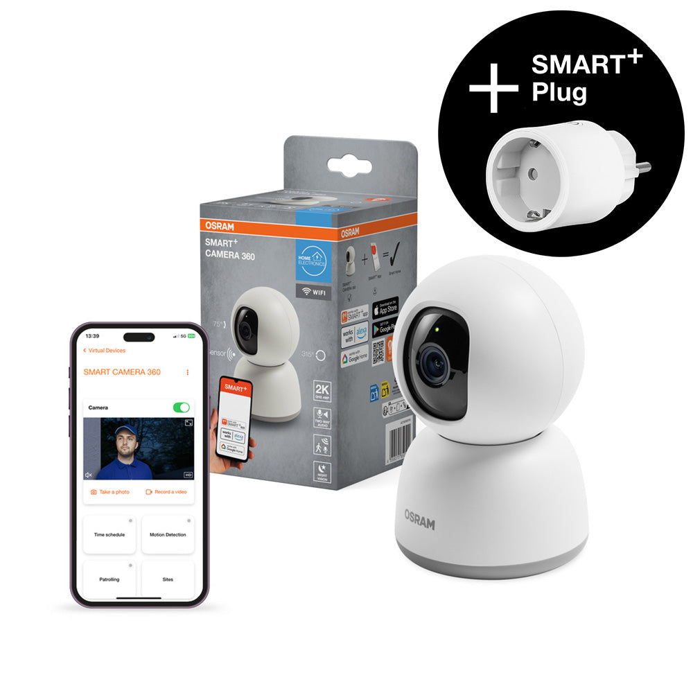 AANBIEDING - OSRAM Wifi SMART+ Slimme binnencamera, wit, incl. gratis smartplug