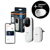 AANBIEDING - OSRAM Wifi SMART+ Slimme buitencamera-deurbel, wit, incl. gratis Smart Plug