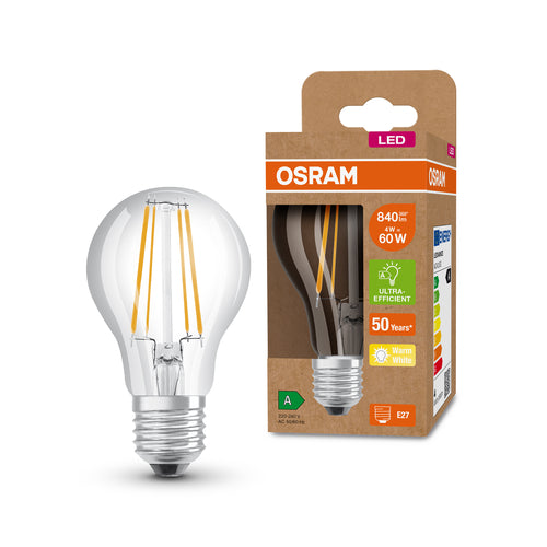 OSRAM LED Lampe Energieeffizienzklasse A Filament Classic Klar, 4W/3000K, E27 , Warmweiß-Leuchtmittel-LEDVANCE Shop