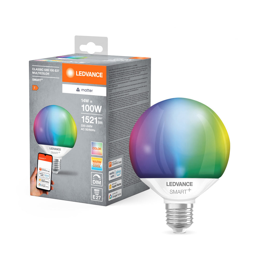 LEDVANCE Matter SMART+ LED Lampe CLASSIC G95, RGB,Frost-Optik, 14W, 1521lm, E27-Leuchtmittel-LEDVANCE Shop