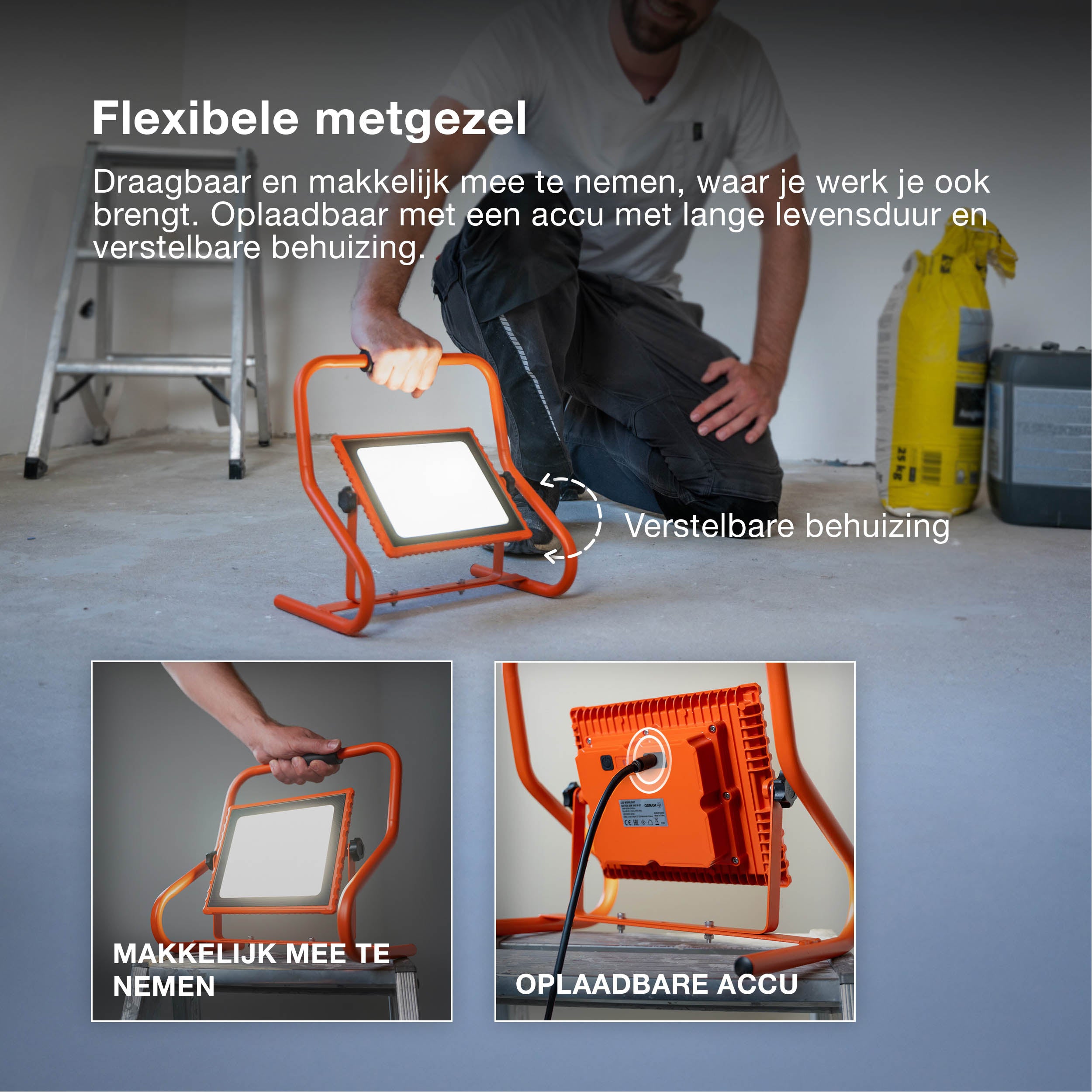 OSRAM WORKLIGHTS VALUE BATTERY, USB, bouwspot 30W 865, 3000 lm, 6500 K