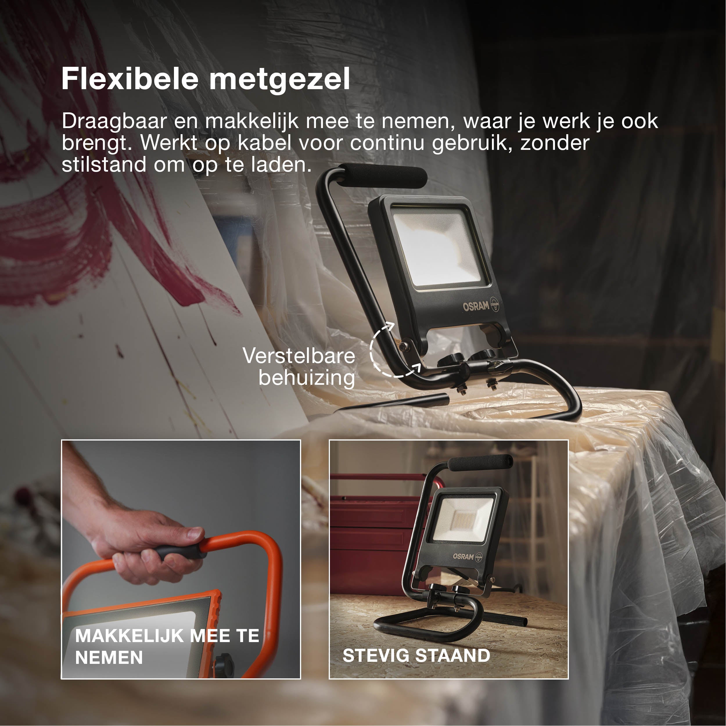 OSRAM Worklights mobiele LED-bouwspot met S-stand 50W / 4000K