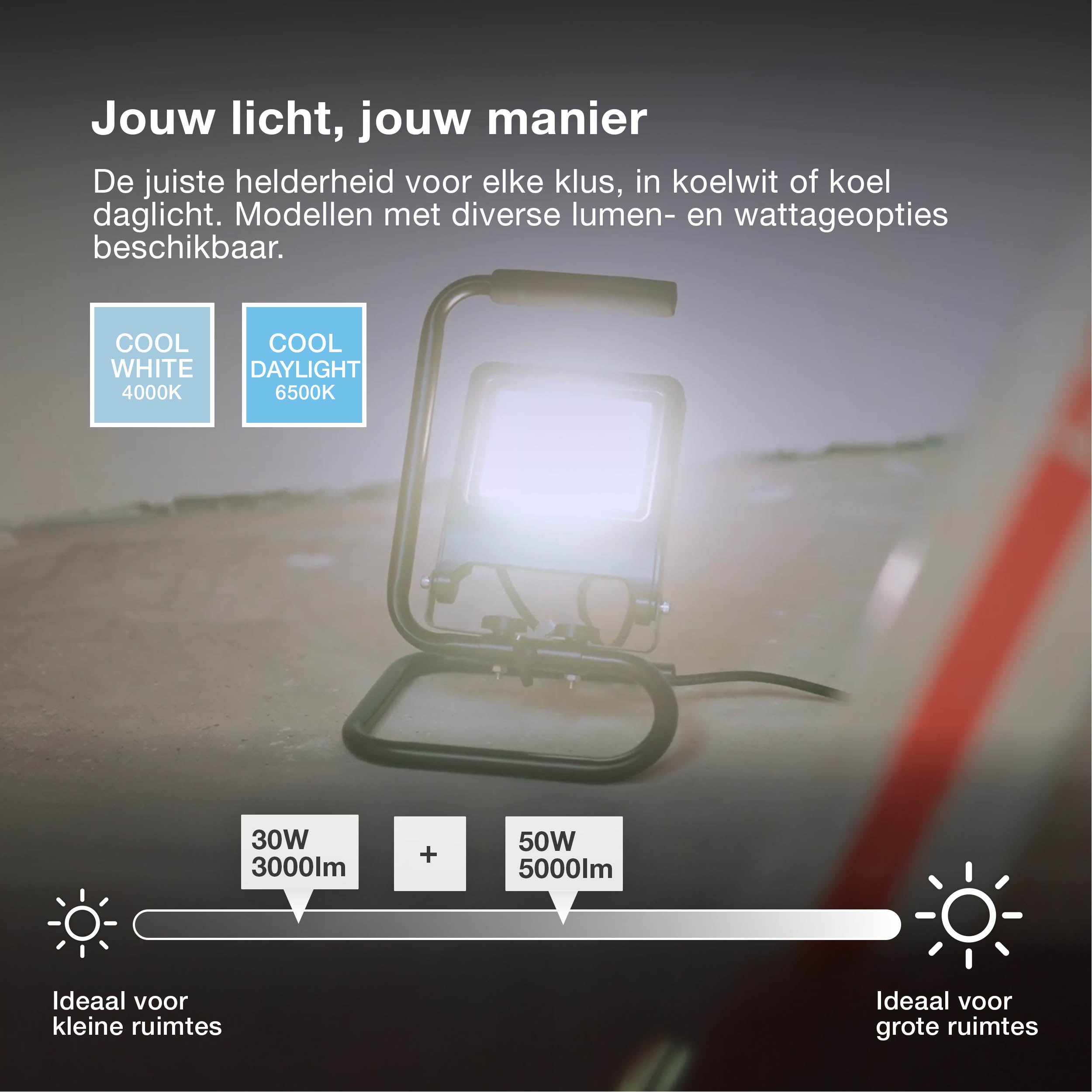 OSRAM Worklights mobiele LED-bouwspot met S-stand 50W / 4000K