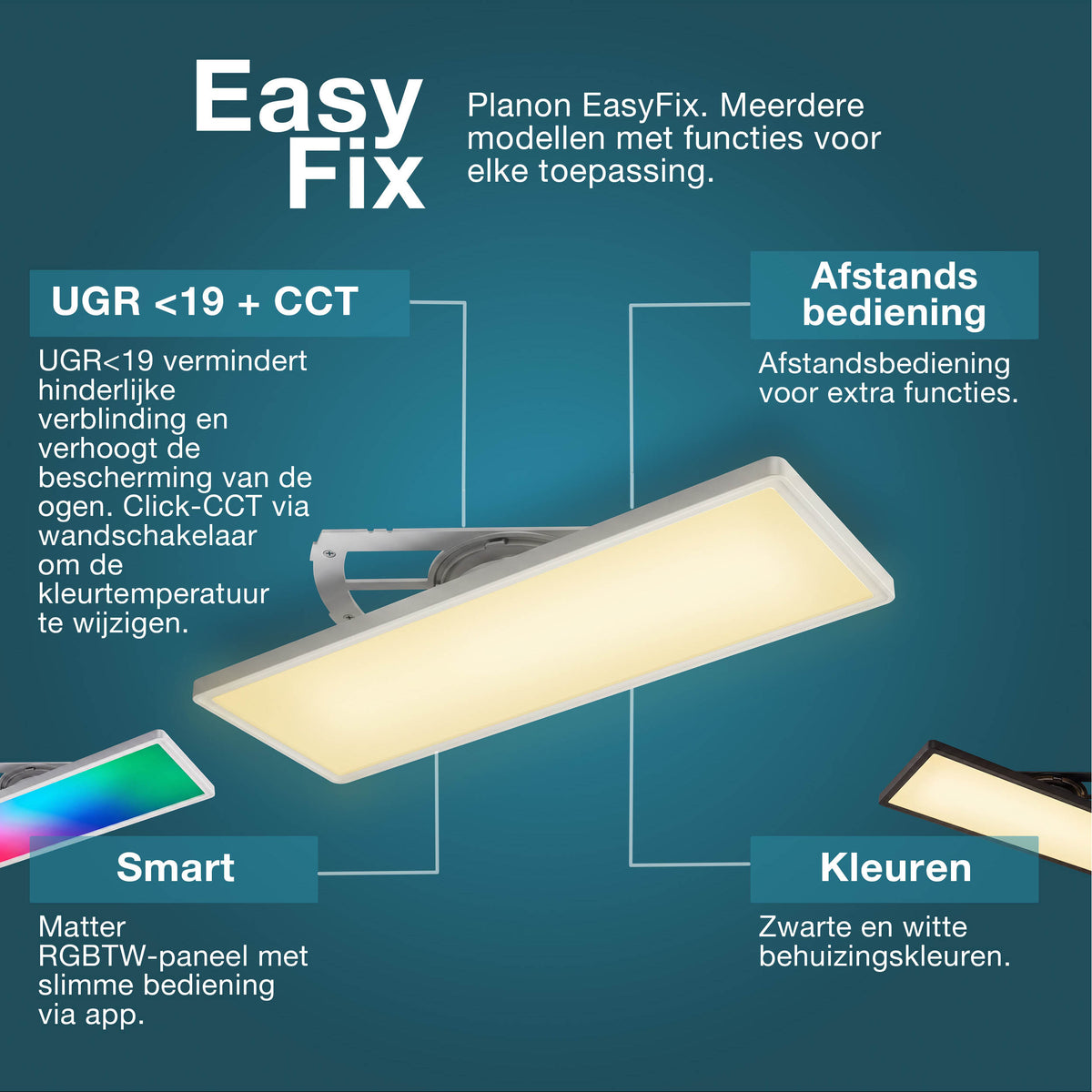 OSRAM Matter SMART+ PLANON SLIM EASYFIX LED Panel Backlight Deckenleuchte 58X20cm RGBTW DIM IP54, schwarz
