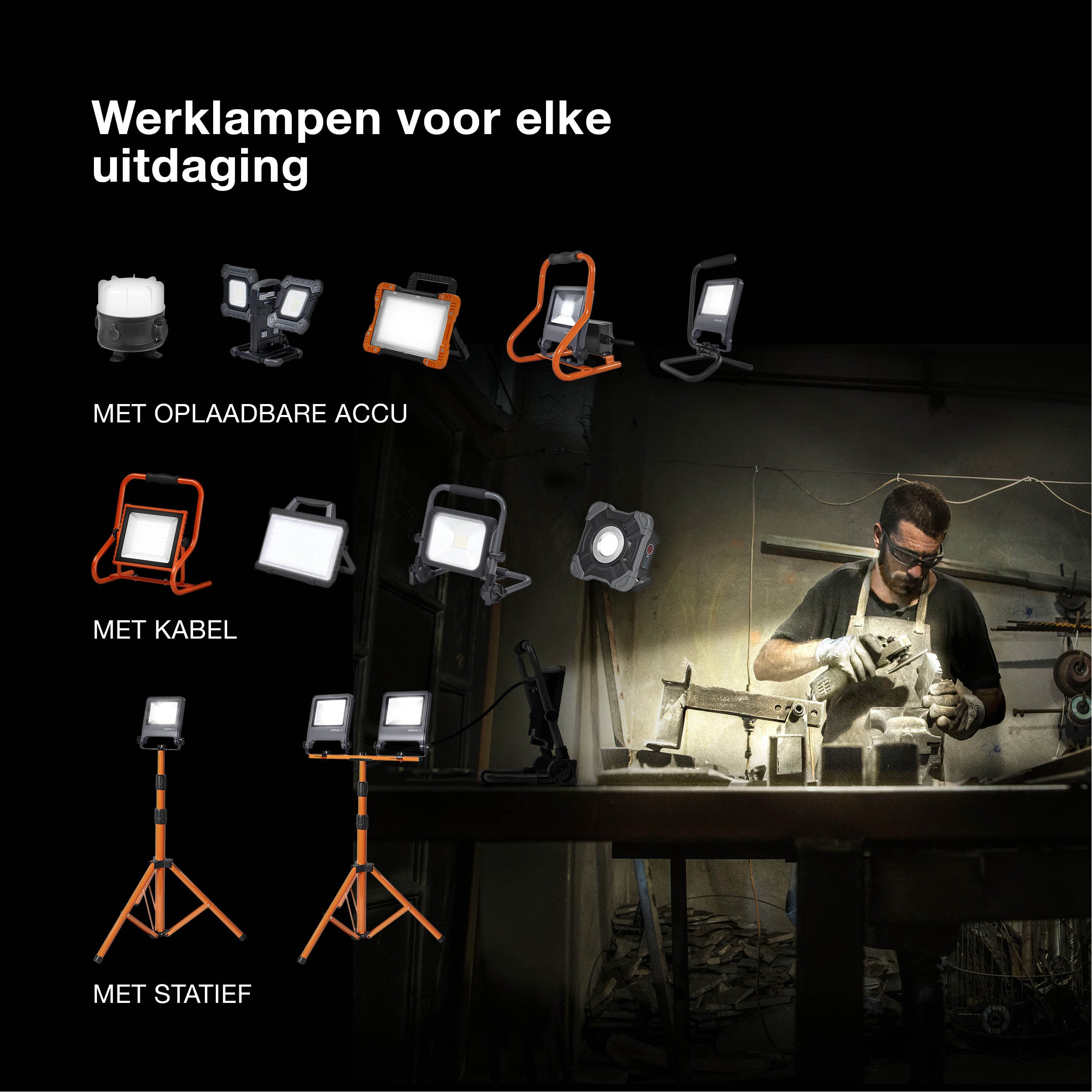 OSRAM WORKLIGHT VALUE FLEX Baustrahler 2x30W, 6450lm, 6500K