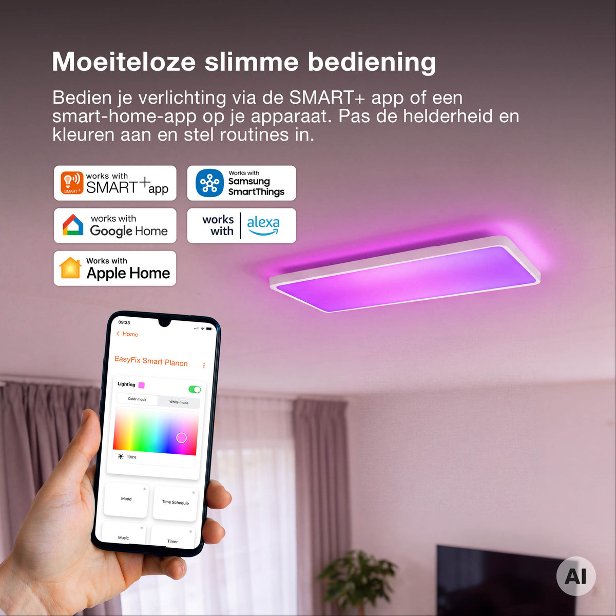 OSRAM Matter SMART+ PLANON SLIM EASYFIX LED Panel Backlight Deckenleuchte 58X20cm RGBTW DIM IP54, schwarz
