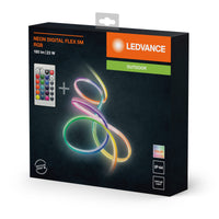 LEDVANCE Neon Digital Flex veelkleurige LED-strips voor buiten, 5 m, met RGB + RC, van siliconen, IP44-bescherming, indirecte en directe verlichting voor tuin en balkon