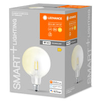 LEDVANCE SMART+ WiFi Filament Globe Dimbaar in bolvorm, LED-lamp, loodvrij glas, helder, 6 W, 806 lm, warmwit, wifi, compatibel met smart speakers, dimbaar