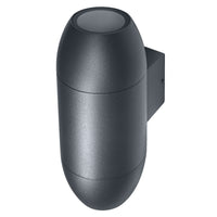 OSRAM buitenwandlamp Up/Down GU10, ovale aluminium behuizing in donkergrijs RAL7016, beschermingsklasse IP44 & IK03, wandlamp voor gevels en entrees