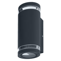 OSRAM LED-wandlamp voor 2x GU10-lampen, designlamp voor buiten, voor indirecte verlichting aan twee zijden met transparante ringen, gemaakt van donkergrijs aluminium, ENDURA BEAM GAP Wall UpDown GU10