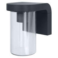 OSRAM buitenwandlamp E27 helder glas, modern design van donkergrijs aluminium, IP44-bescherming, schokbestendig IK03, wandlamp voor terras en balkon