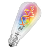LEDVANCE SMART+ WiFi Filament Edison RGBW, LED-lamp, loodvrij glas, helder, 4,5 W, (ex 30 W), 300 lm, warmwit, 2700 K, wifi, compatibel met smart speakers, dimbaar