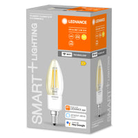 LEDVANCE SMART+ WiFi Filament Candle dimbaar, LED-lamp, loodvrij glas, helder, 4 W, (ex 40 W), 470 lm, warmwit, 2700 K, wifi, compatibel met smart speakers, dimbaar