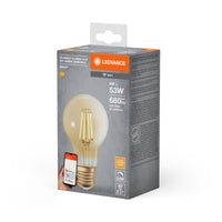 LEDVANCE SMART+ WiFi Filament Classic dimbaar in A-vorm, LED-lamp, loodvrij glas, goud, 6 W, (ex 53 W), 680 lm, warmwit, wifi, compatibel met smartspeakers, dimbaar