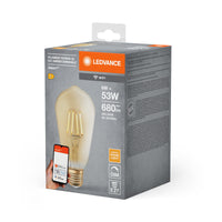 LEDVANCE SMART+ WiFi Filament Edison Dimmable in Edison-Form-Form, LED-Lampe, Bleifreies Glas, Gold, 6 W, 680 lm, Warmweiß, Wifi, Smartspeaker-Kompatibel, Dimmbar
