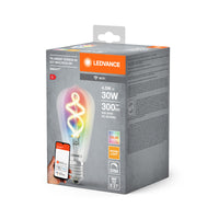 LEDVANCE SMART+ WiFi Filament Edison RGBW, LED-lamp, loodvrij glas, helder, 4,5 W, (ex 30 W), 300 lm, warmwit, 2700 K, wifi, compatibel met smart speakers, dimbaar