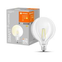 LEDVANCE SMART+ WiFi Filament Globe Dimbaar in bolvorm, LED-lamp, loodvrij glas, helder, 6 W, 806 lm, warmwit, wifi, compatibel met smart speakers, dimbaar