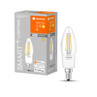 LEDVANCE SMART+ WiFi Filament Candle dimbaar, LED-lamp, loodvrij glas, helder, 4 W, (ex 40 W), 470 lm, warmwit, 2700 K, wifi, compatibel met smart speakers, dimbaar
