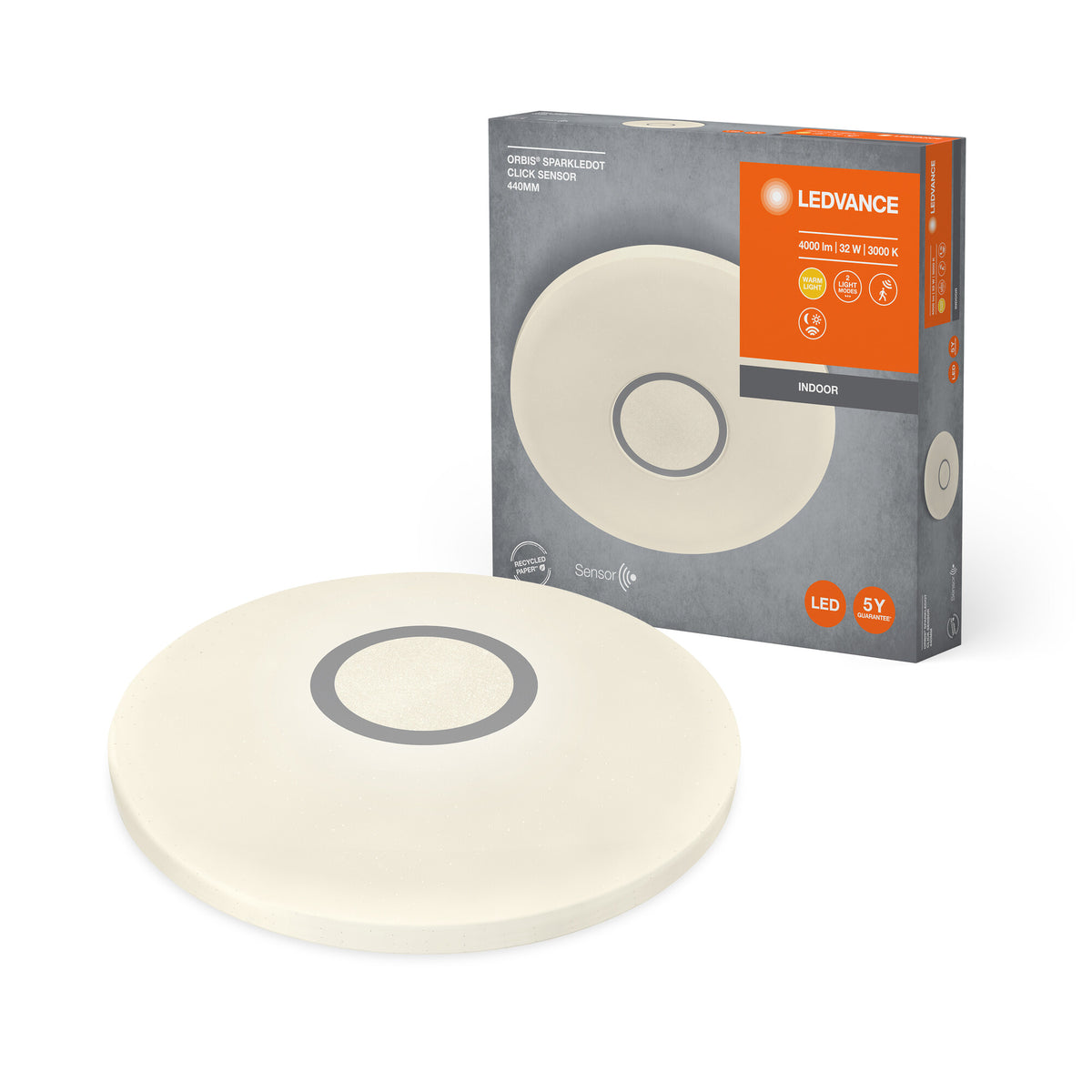 LEDVANCE ORBIS® LED wand- en plafondlamp met sensor 44 cm 32W / 3000K warm wit