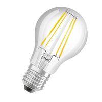 LEDVANCE LED CLASSIC A ENERGY EFFICIENCY A S in A-Form, LED-Lampe, Glas, Klar, 4 W, (ex 60 W), 840 lm, Warmweiß, 3000 K, Energieeffizienzklasse: A, 50000  h, CRI ≥80