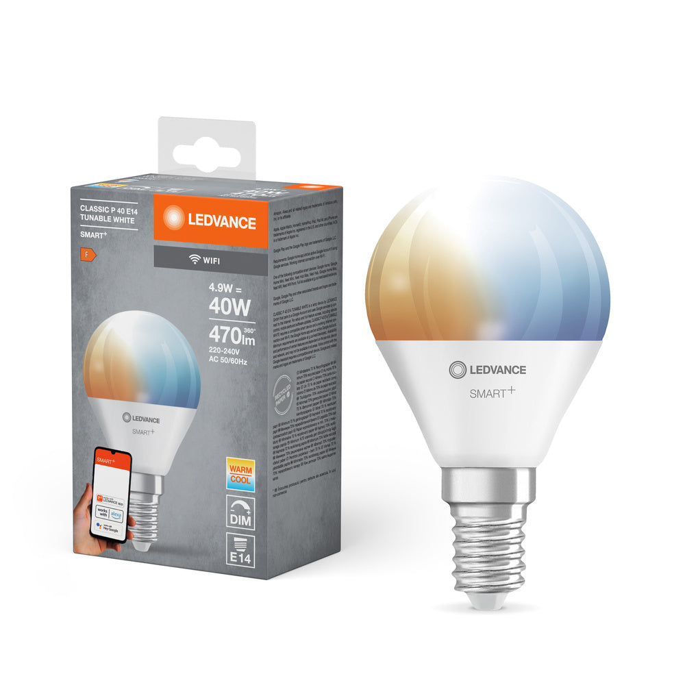 LEDVANCE SMART+ Wifi Mini Bulb LED Lampe TW FR E14 4,9W 470 lm, 2700…6500 K, Tunable White-LEDVANCE Shop