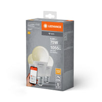 LEDVANCE SMART+ WiFi Classic Dimbaar in A-vorm, LED-lamp, mat, 9,5 W, (ex 75 W), 1055 lm, warmwit, 2700 K, wifi, compatibel met smart speakers, dimbaar, set van 3