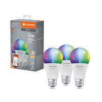 LEDVANCE SMART+ WiFi Classic Multicolour in A-vorm, LED-lamp, mat, 14 W, (ex 100 W), 1521 lm, RGBW, van 2700 tot 6500 K, wifi, compatibel met smartspeakers, dimbaar, set van 3
