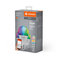 LEDVANCE SMART+ WiFi Classic Multicolour in A-vorm, LED-lamp, mat, 14 W, (ex 100 W), 1521 lm, RGBW, van 2700 tot 6500 K, wifi, compatibel met smartspeakers, dimbaar, set van 3