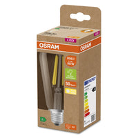 OSRAM LED-LAMPEN ENERGIEKLASSE A ENERGIE-EFFICIËNTIE FILAMENT CLASSIC EDISON, LED-lamp, loodvrij glas, helder, 4 W, (ex 60 W), 840 lm, warmwit, energie-efficiëntieklasse: A