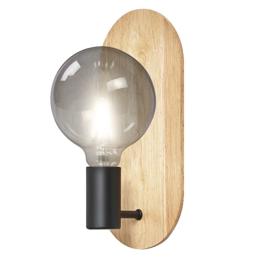 OSRAM DECOR houten wandlamp, zwart/hout, E27