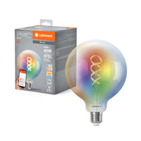 LEDVANCE SMART+WIFI Filament Globe RGBTW in bolvorm, LED-lamp, loodvrij glas, helder, 4,8 W, (ex 40 W), 470 lm, RGBTW, van 2700 tot 6500 K, wifi, dimbaar