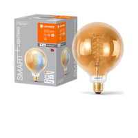 LEDVANCE Smart+ WiFi Filament Globe Tunable White 2200K in G125-vorm, LED-lamp, loodvrij glas, 600 lm, lichtkleur instelbaar, wifi, compatibel met smart speakers, dimbaar