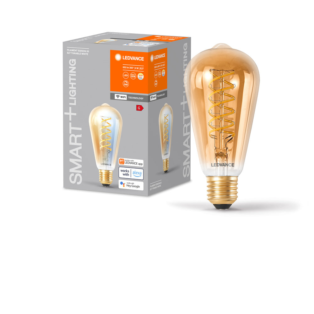 LEDVANCE SMART+ Wifi Filament Edison LED Lampe E27 8W 600 lm, 2200…5000 K, Tunable White-LEDVANCE Shop