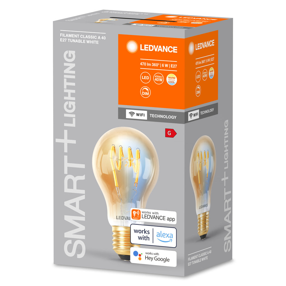 LEDVANCE SMART+ Wifi Filament Classic LED Lampe E27 6W 470 lm, 2200…5000 K, Tunable White-LEDVANCE Shop
