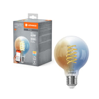 LEDVANCE Smart+ Wifi Filament Globe Tunable White 2700K , LED-Lampe, Bleifreies Glas, Klar, 8 W, 806 lm, Lichtfarbe variabel, Wifi, Smartspeaker-Kompatibel, Dimmbar