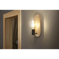 OSRAM DECOR houten wandlamp, zwart/hout, E27