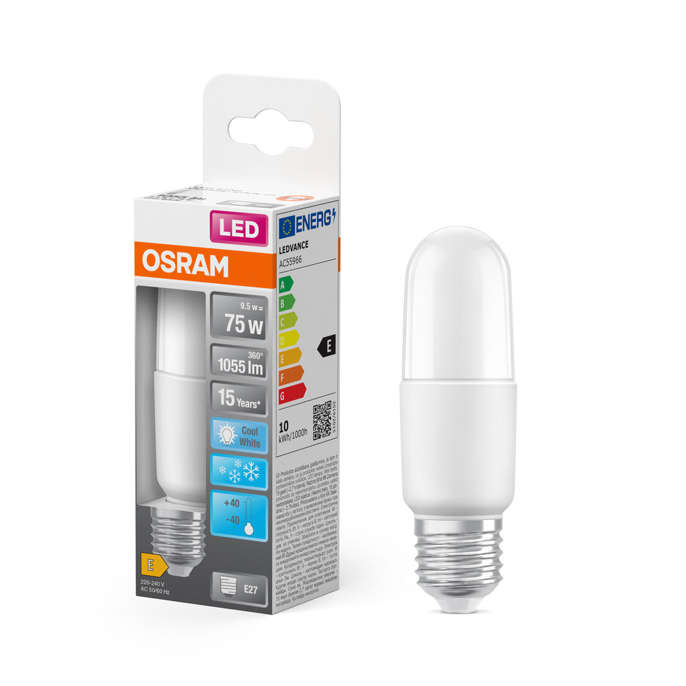 OSRAM LED Lampe LED STAR STICK 9.5W 840 Frosted E27 Ice, 1055 lm, 4000 K, Kaltweiß-LEDVANCE Shop