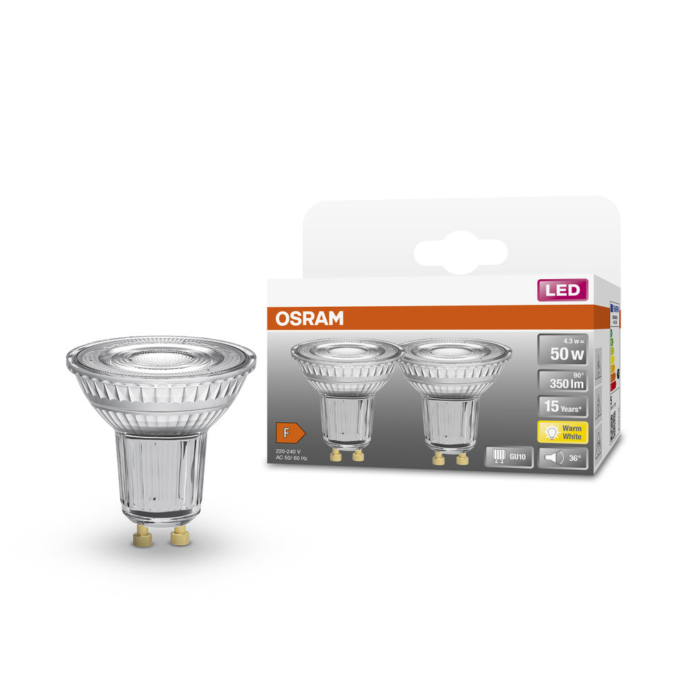 OSRAM LED Reflektor Lampe LED STAR PAR16 4.3W 827 GU10, 350 lm, 2700 K, Warmweiß, 2er Pack-LEDVANCE Shop